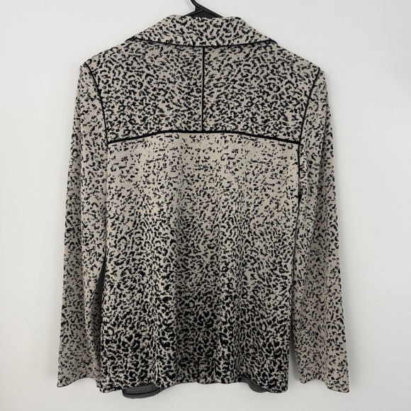 MING WANG Knit Blazer Jacket Womens Medium Animal Print Cheetah Old Money Chic - Picture 3 of 16